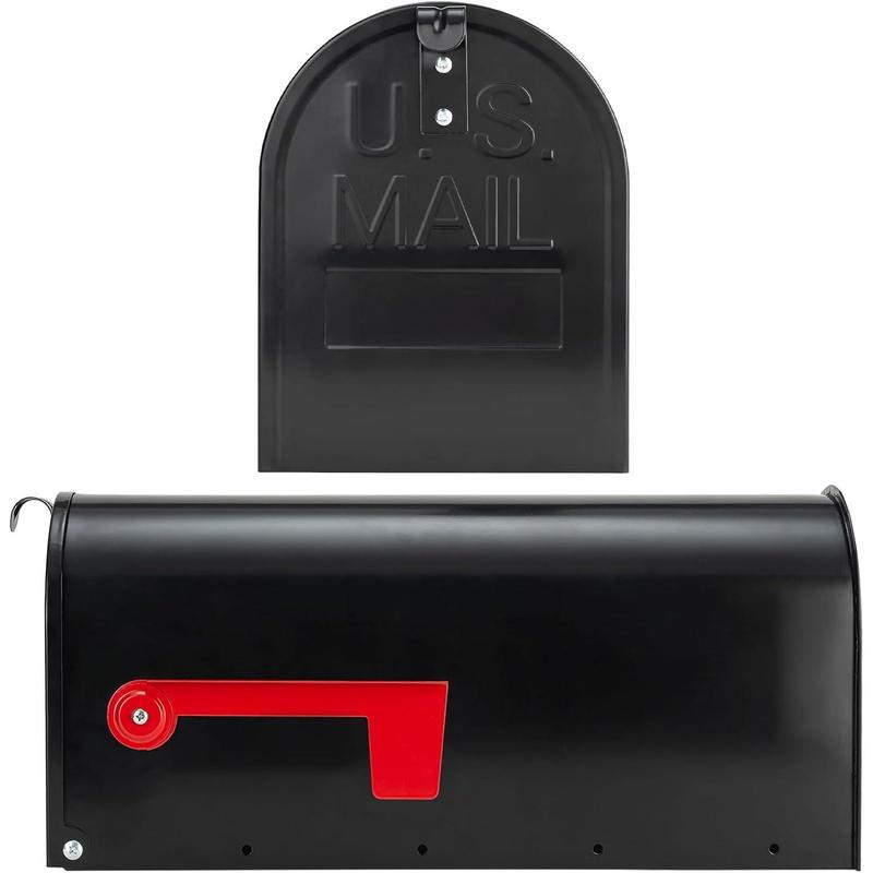 Black Metal Mailboxes for Outside Post Mount, Standard Mail Box, Galvanized Steel Heavy Duty Mailbox, Medium Capacity, 19 x 8.7 x 6.7 inches sturdy plant stand jewelry display