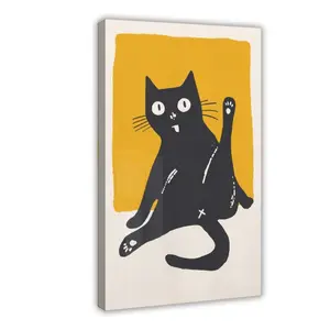 Funny Cat Poster, Black Cat Toilet Print, Fun Minimalist Print Gift, Printable Bathroom Wall Art