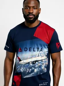 Women's Delta Airlines Keep Climbing All-over Print Short-sleeve Round Neck Polyester Tee, Casual Unisex Streetwear T-shirt