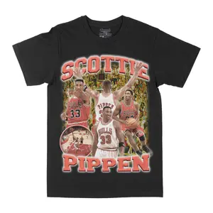 Scottie Pippen Graphic Tee, Y2K Rap Streetwear T-Shirt, Unisex Crew Neck, Vintage Hip-Hop Graphic, Sports Style, Casual Cotton Fit