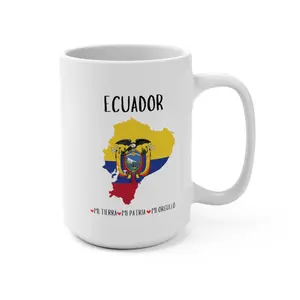 Ecuador Taza Mi tierra Mug 15oz - Ceramic Drinkware with Map Design, Reusable, Washable, Ideal for Coffee and Tea Tumbler Cup