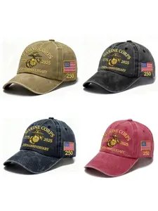 Men's Marine Corps 250th Anniversary Baseball Cap, Custom Embroidered Hat, Vintage Style, Durable and Fashionable Design, Perfect Gift for Veterans
