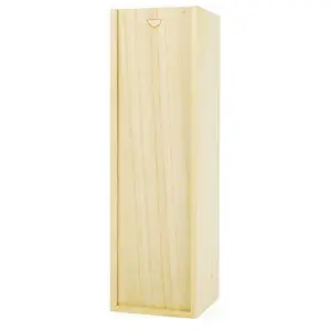 Wooden Box with Lid for Wine Storage, Great for Wine Accessories, Wine Gift Box for Any Occasion, 1 Bottle, Exposed Wood Grain