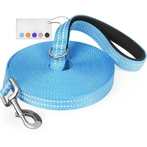 Long Dog Leash XiaZ Training Leashes 10/15/20/30/50/100ft Long Lead for Dogs 30ft Training Leash for Outside Blue 30 Foot Nylon Padded Handle Reflective Hiking Yard