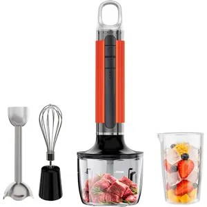Cordless Immersion Hand Blender with , 4 in 1 Handheld Blenders Set, 6-Speed Turbo, Wall-Mountable Design, Includes , Whisk & Frother for Soup,   & Smoothies (Orange)