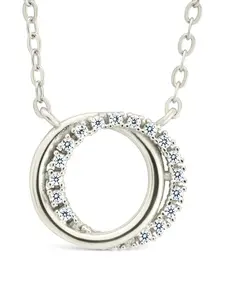 Sterling Silver CZ Interlocking Circle Pendant