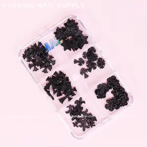 60pcs Matte Black Chrome Heart Resin Charms (Antique Crosses) for Nails Art design