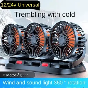 Car Fan 360° Adjustable 3 Head Air Fan Automotive Electric Fan USB/12V/24V Fan 2 Speeds Car Silent Fan For Home Desk Office&Car instant cool