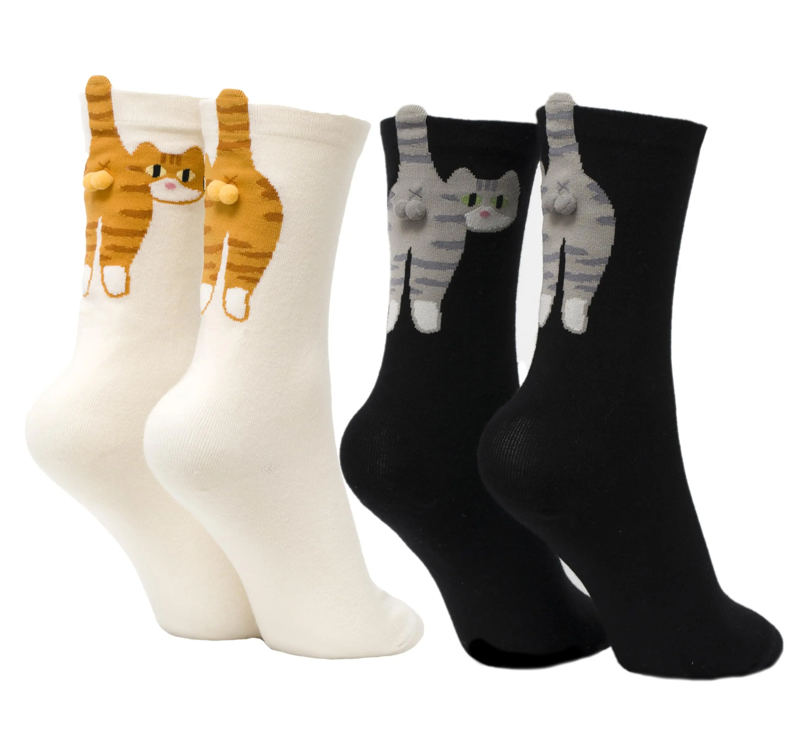 Lady Pet Socks - - Cute cotton pet socks with spherical decorations and cat/dog patterns. Ideal gifts for pet lovers to give (suitable for both men and women)