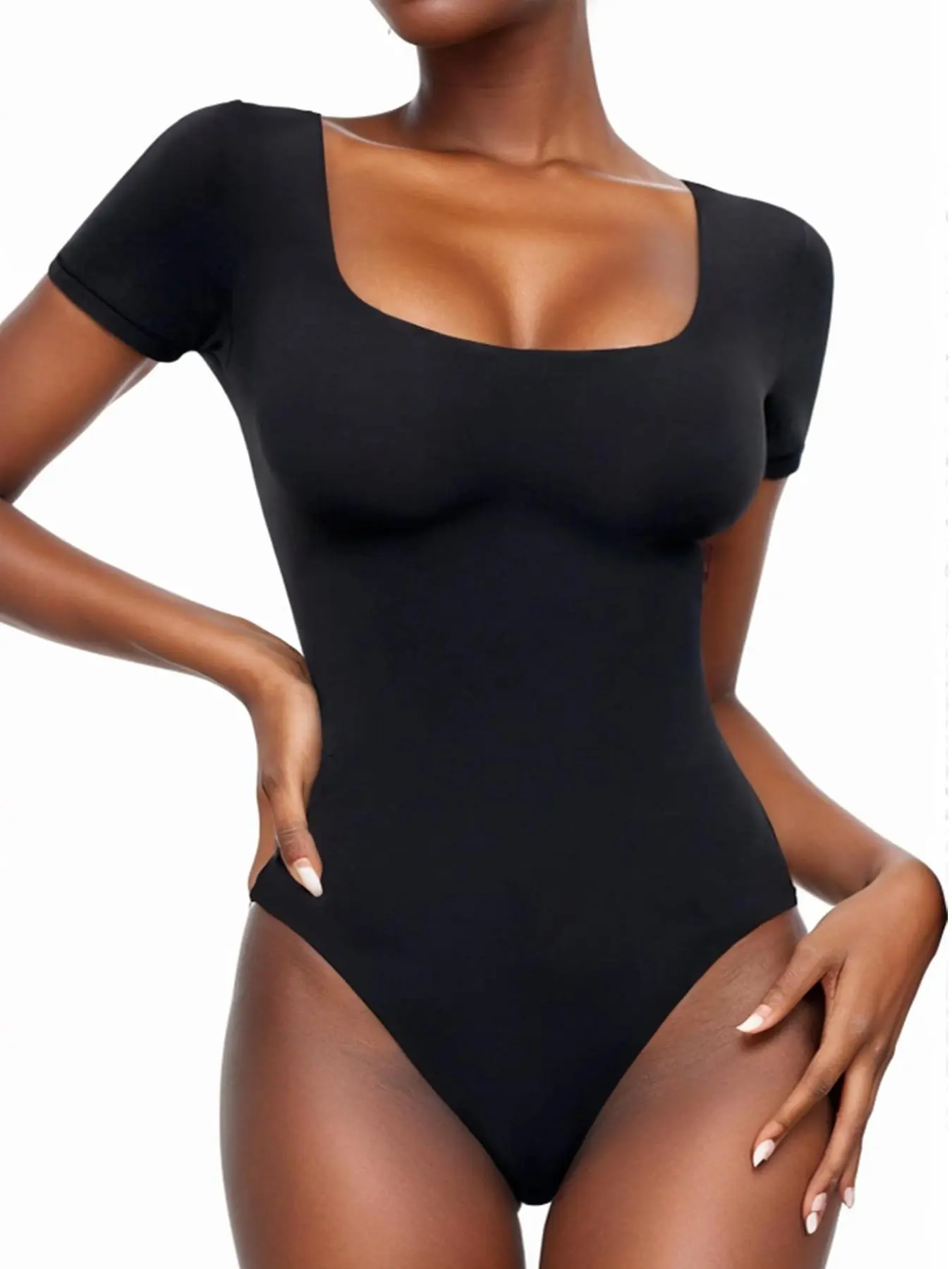 Women's Sculpted Triangle Shapewear Bodysuit, Square Neck Design, Abdominal Control & Hip Lifting, All-Season Comfort Fit