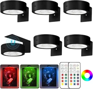 6Pcs Picture Lights for Wall, 13 Color RGB Magnetic Led Art Display Light for Picture Frame, Wireless Battery Operated Painting Light with Remote Control, Party Home Wall Decor Puck Lights
