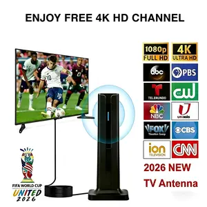 Digital TV Antenna for Smart TV Indoor,2026 TV Antenna with 3M Stick Base, 360°&Long Range Reception HDTV Antenna for Local Channels, Easy Installation Antennas for TVs Without Cable