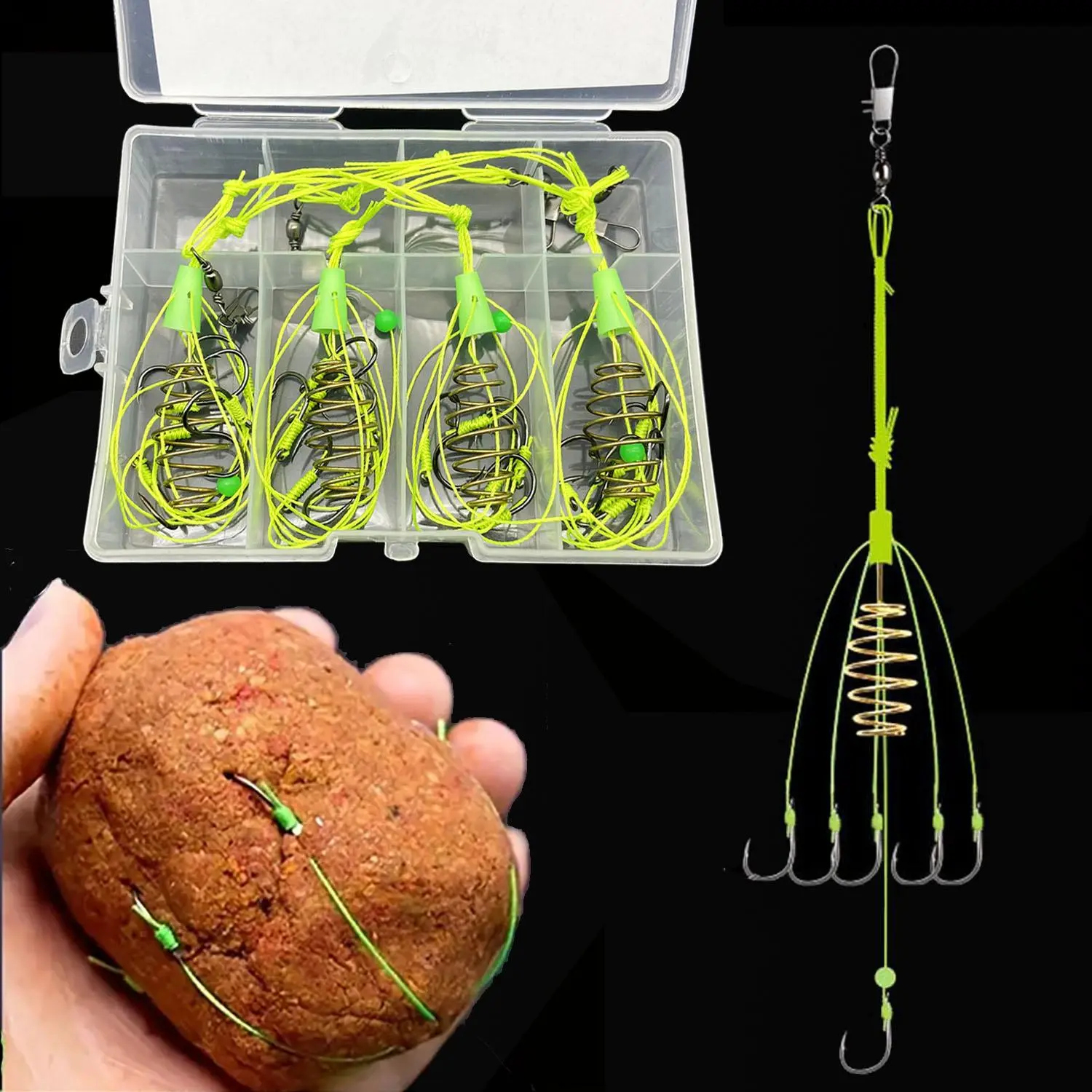 Fishing Hook with Line, 4 Counts/set High Carbon Steel Explosion Hook, Fishing Accessories for Outdoor Fishing, Fishing Supplies, Premium Fishing Gear, Fishing Gear Set, Fishing Tackle, Fishing Gear and Equipment