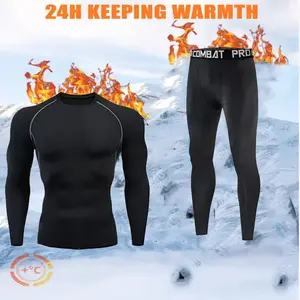 PRO SPORT Men's Winter Thermal Underwear Compression Fitness Wool Sports Warmth Skin Pants Fleece Lined Soft Skin Friendly No Pilling No Fading Outdoor Activities