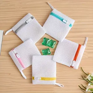 3-Pack, Mini Laundry Bag for Washing Machine - Rugged Polyester Mesh with Secure Zipper Closure Design, Transparent Design for Laundry Detergent Capsules, Fragrant Beads, Magnesium Soaking Bags, Multifunctional Mesh Bag, Laundry Products