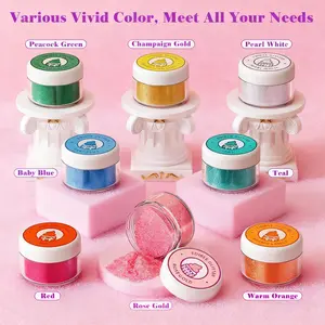 Edible Colorful Luster Dust 8 Set Viral Drink Decor Vibrant Colors Food Grade Shimmer for Beverages & Baking 4g/Bottle Safe Ingredients FDA Certified