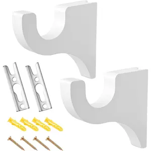 Briwooody 2 Pack Wooden Curtain Rod Brackets Curtain Rod Holder Wood Brackets Classics 3 1/2" Return Bracket for 2" Pole (White)