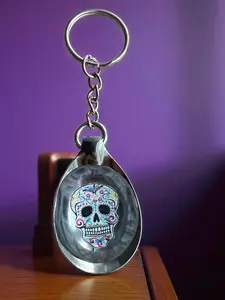 Vibrant Sugar Skull Spoon Keychain