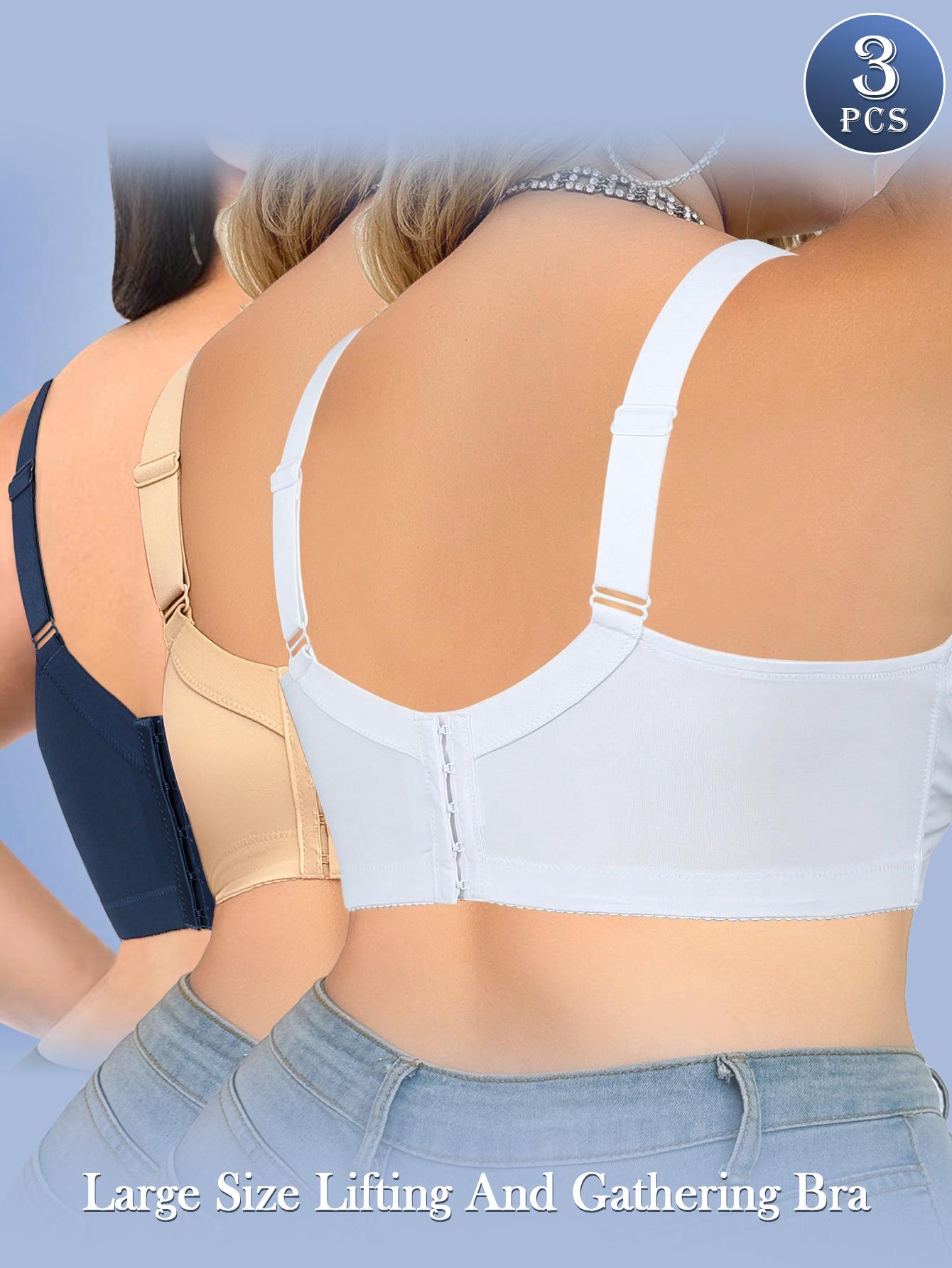 Ecomilky Women's Plus Size Bra 38D-48D Pack of 3 Wide Strap Non-Slip Comfortable  Skin-Friendly Soft for All Seasons  bra full coverage lift Elegant Push Up  removable unlined dd cups Sexy Lace Push-Up Seamless Plus Size Printed Bra tiktokshopblackfriday