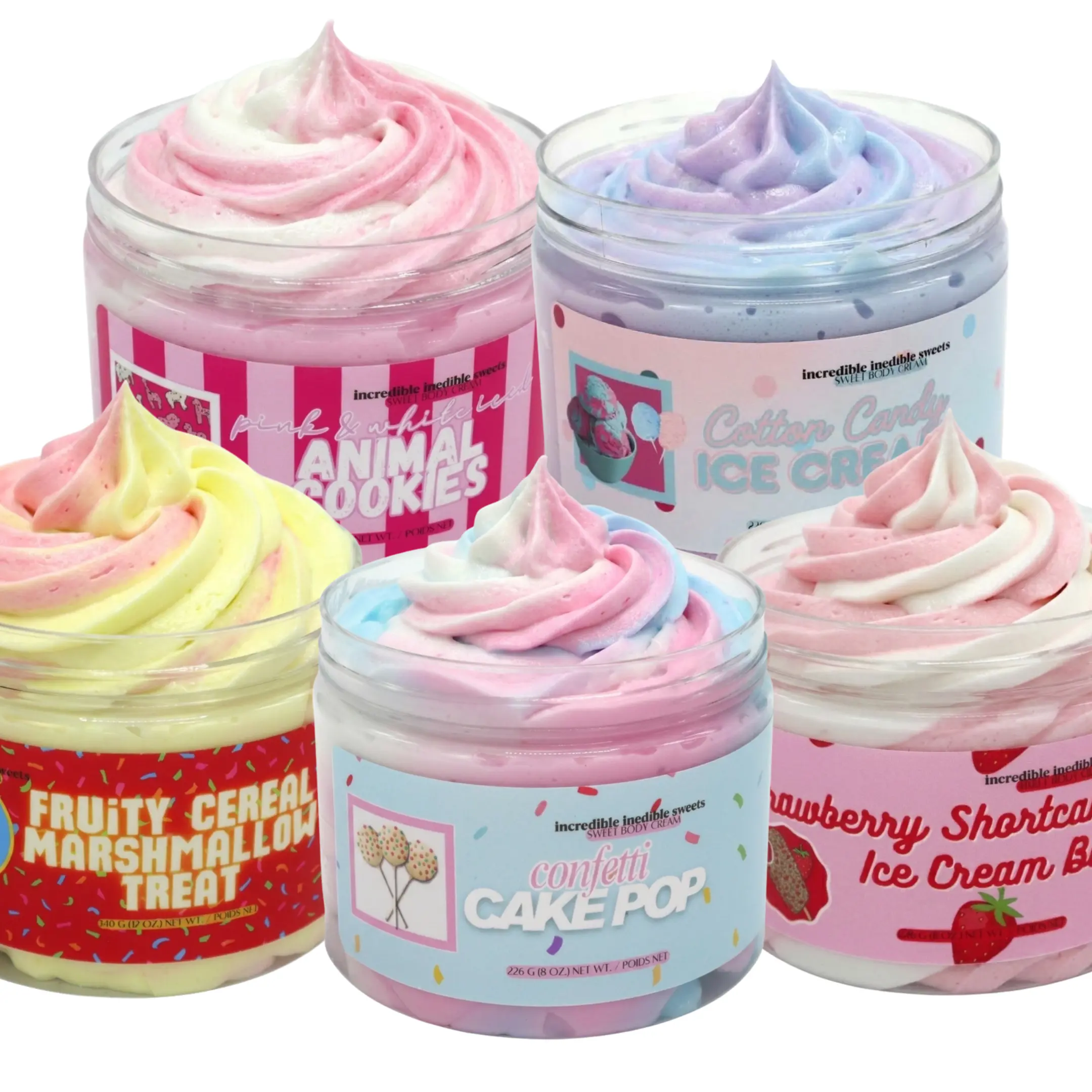 Incredible Inedible Sweets Whipped Body Cream - Dessert-Inspired Sweet Gourmand Scented Fluffy Hydrating Moisturizer, 8 oz (Strawberry Aloe Cookie, Deep Hydration)