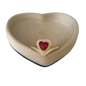 Gold Vermeil Heart-Shaped Ring – Ruby Red Gemstone
