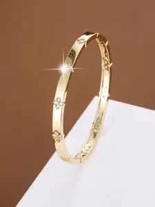 Fashion Flower Shaped Rhinestone Decorated Bangle for Women, Elegant Fashion Jewelry for Party, Daily Clothing Decor, Trendy All-match & Exquisite Jewelry for Birthday Gift, Elegant Minimalist Bangle, Rhinestone Bangle Bracelet