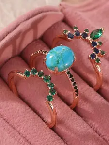 Artificial Opal Decorated Ring Set, Marquise Cut Ring, Artificial Gemstone Ring, Fashion Accessories for Women & Girls, Trendy All-match & Exquisite Jewelry for Birthday Gift