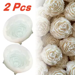 A Set of 2 Pcs Peony Candle Rose Tulip Mold,Silicone Wave Spiral Candle Molds,Casting Molds for Candle,Soap,Craft Supplies,Halloween Christmas Party Gifts,DIY Hand Tools Kits
