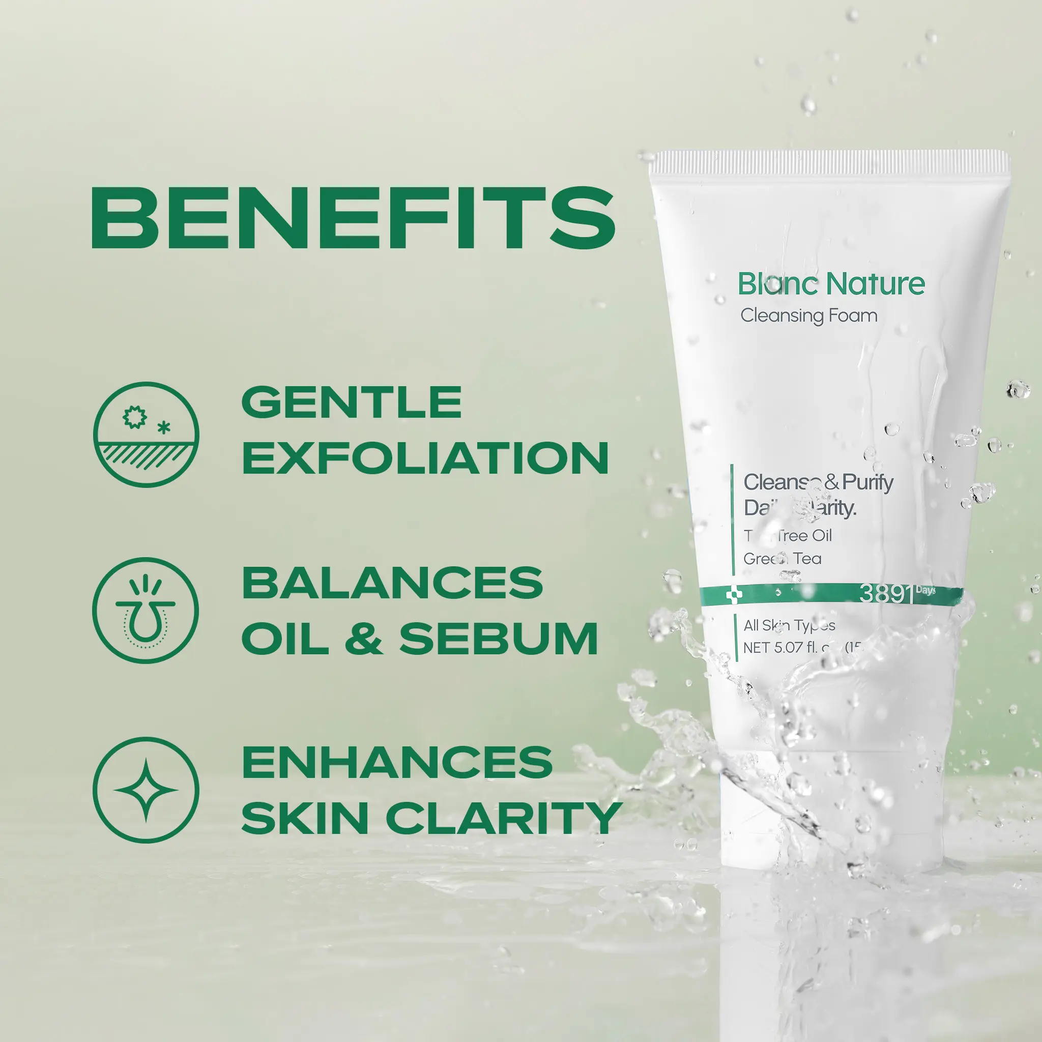 Blanc Nature Official Shop] Cleansing Foam, Tea Tree Pore Deep 