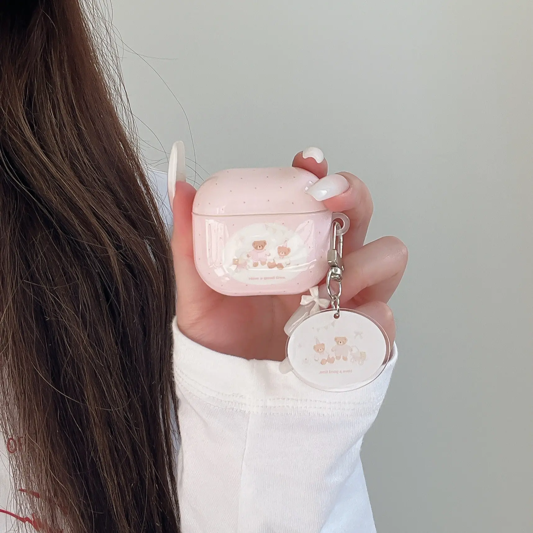 Polka Dot Bear Cart Earphone Case for Apple AirPods Pro 2/pro/4/3/2, Fashionable Women's Simple Design, Stylish Earbud Cover, Protection