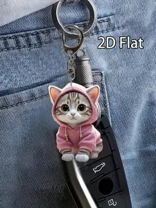 Cute Cartoon Cat Acrylic Keychain, Cat Accessories, Backpack Pendant, Tote Pendant Decoration, Wallet Pendant, With Lobster Clasp, Ideal Gift For Family & Friends, Thoughtful Gift Option