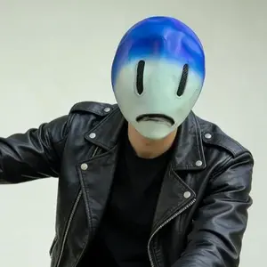 Backrooms Partypooper Latex Mask, Blue Gradient Sad Face Headgear, Soft Breathable Natural Latex for Adults, Ideal for Halloween Cosplay, Horror Theme Parties & Comic Con Props