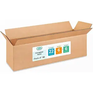 Long Moving & Shipping Boxes 22x6x6 inches (10-Pack) - Extra Strength 200 lb vs Regular - Corrugated Packing Boxes for USPS/UPS/FEDEX - Cardboard Moving Box - Long Box by IDL Packaging