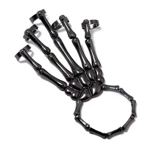 Gothic Skeleton Hand Ring Set, Punk Adjustable Finger Chain Bracelet for Men & Women