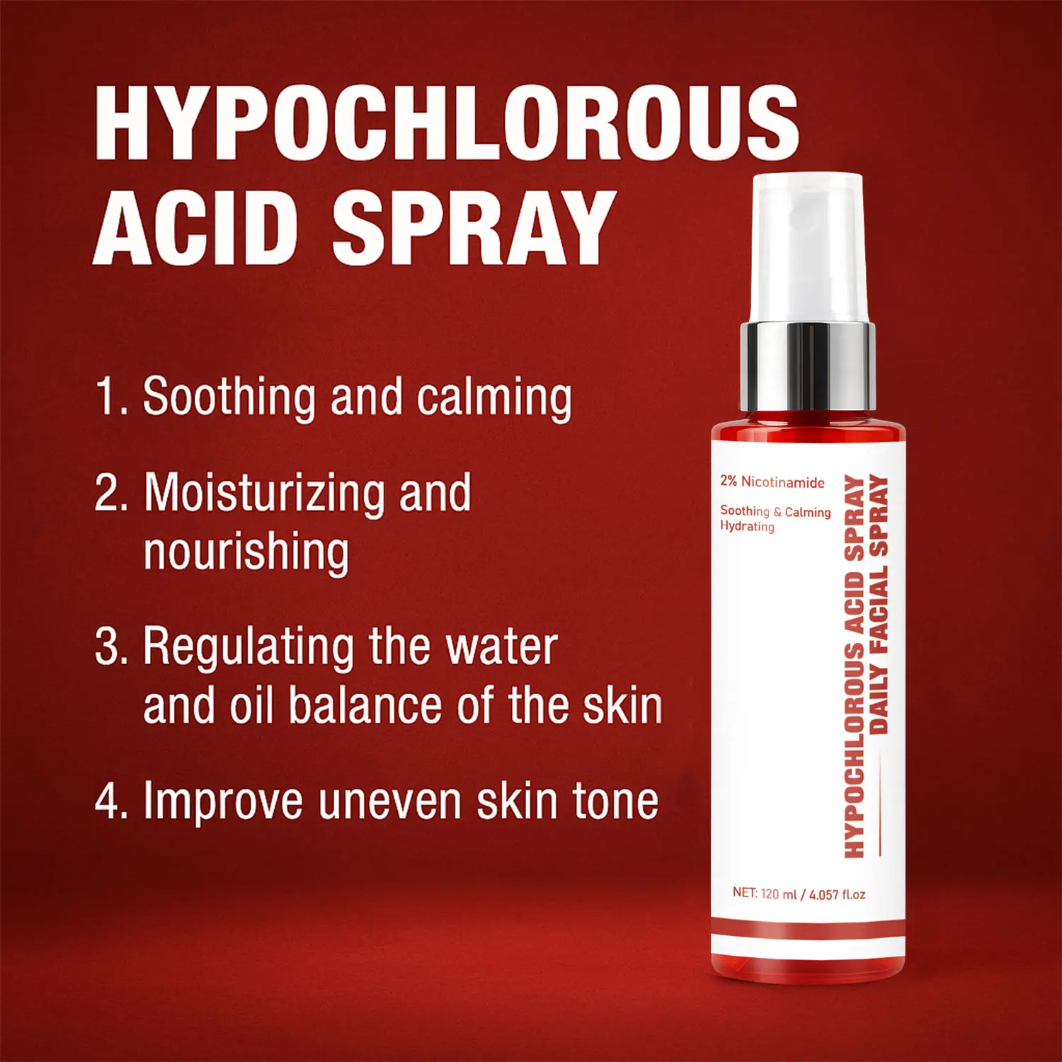 Hypochlorous Calming Soothing Mist Spray, Gentle Refreshing Moisturizing Skin Care & Daily Hydration, Soothes Irritated Skin, Ideal for Sensitive Skin Types