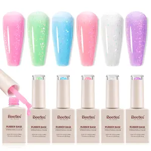 Beetles Summer Glitter Rubber Color Base Gel Nail Polish Set, - Strengthen & Builder Base Coat for Natural Nails,DIY Nails at Home Gift for Women, Manicure, Nailcare & Beauty Products Uv Cutics