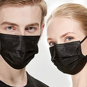 Trendy Black Disposable Masks! 50Pcs 3Layer Filter - Breathable & Stylish Daily Must-Have