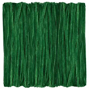 Pipe Cleaners 100 count Chenille Stems Dark Green for DIY Art Decorations Creative Craft (6 mm x 12 Inch)