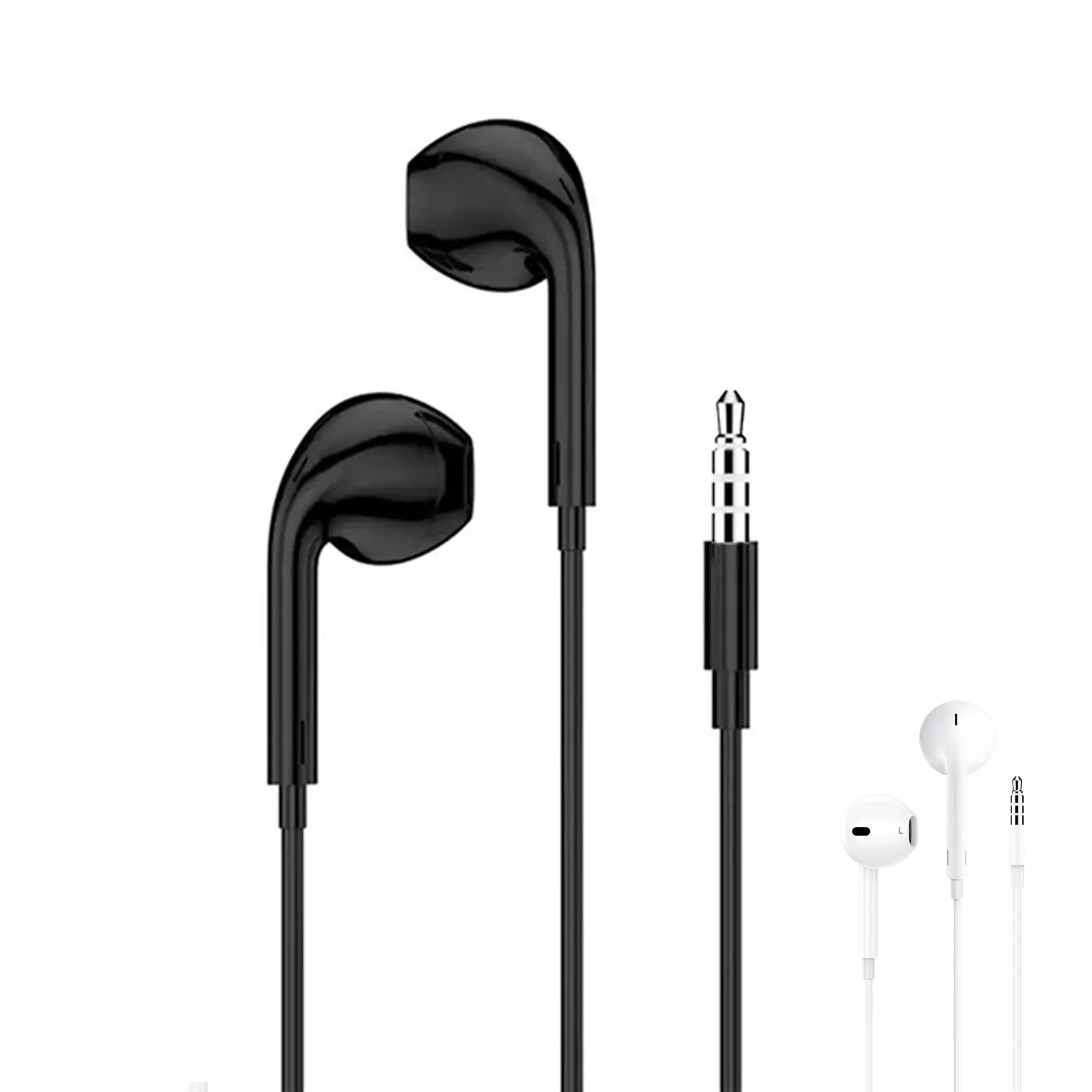 Half In-Ear Earbuds Wired Earphones Dual Pack with Microphone and Volume Control for iPhone, Android, Tablet, Laptop Earpods Compatible with 3.5mm Headphone Jacks Electronic Audio & Video Device Headset