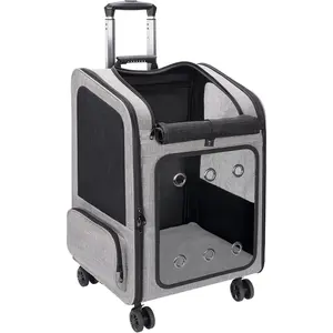 Extra Large Pet Carrier Backpack with Wheels Cats Under 30 Lbs, for Dogs Puppies Rabbits Other Animals Under 25 Lbs, Great for Travel/Hiking/Outdoor Use