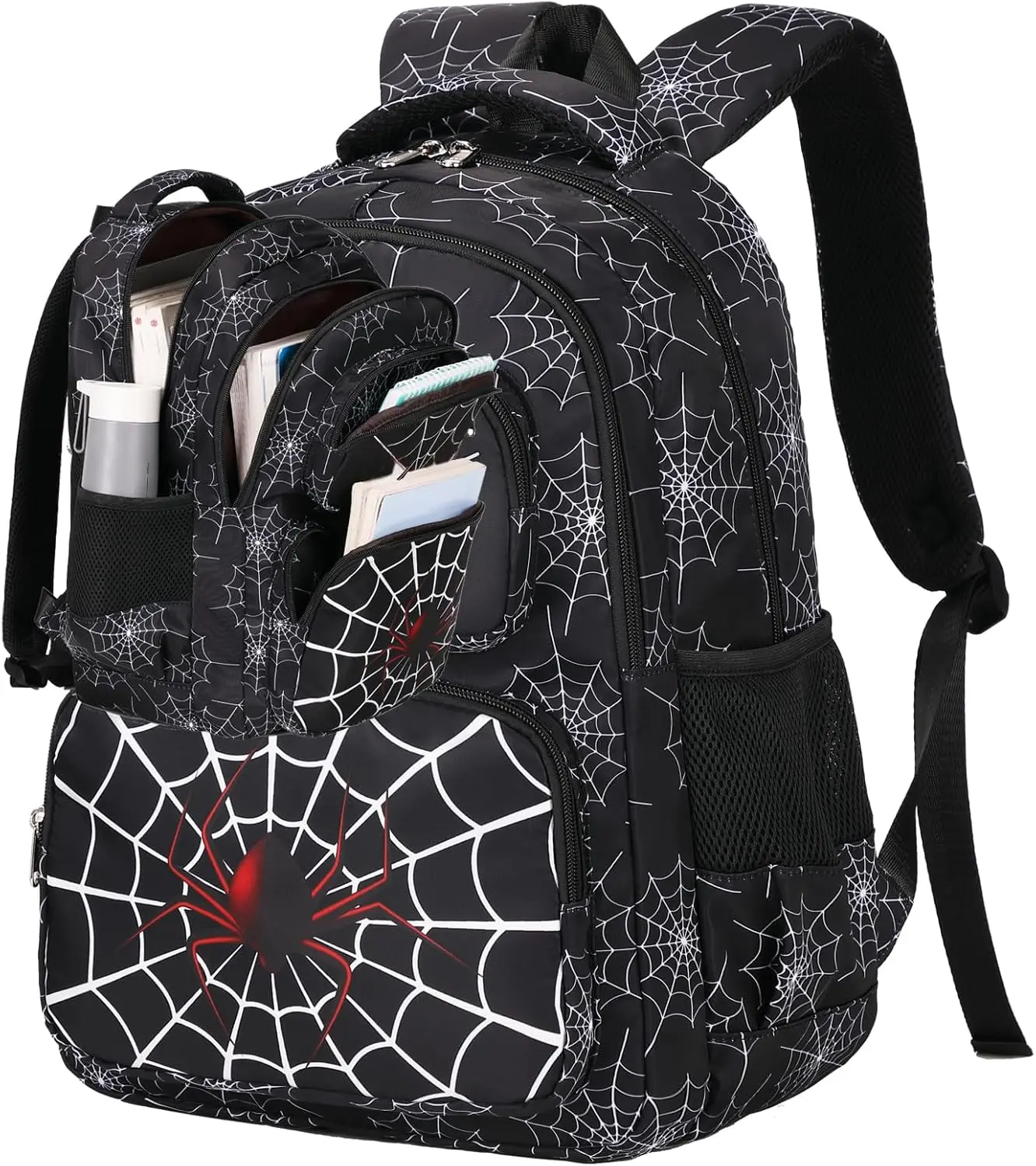 Spider Backpack Boys 4-6 6-8 Kids Bookbag Kindergarten Elementary School 17 Inch Daypack Bags Toddler Mochila Para Niños, Spider-Black