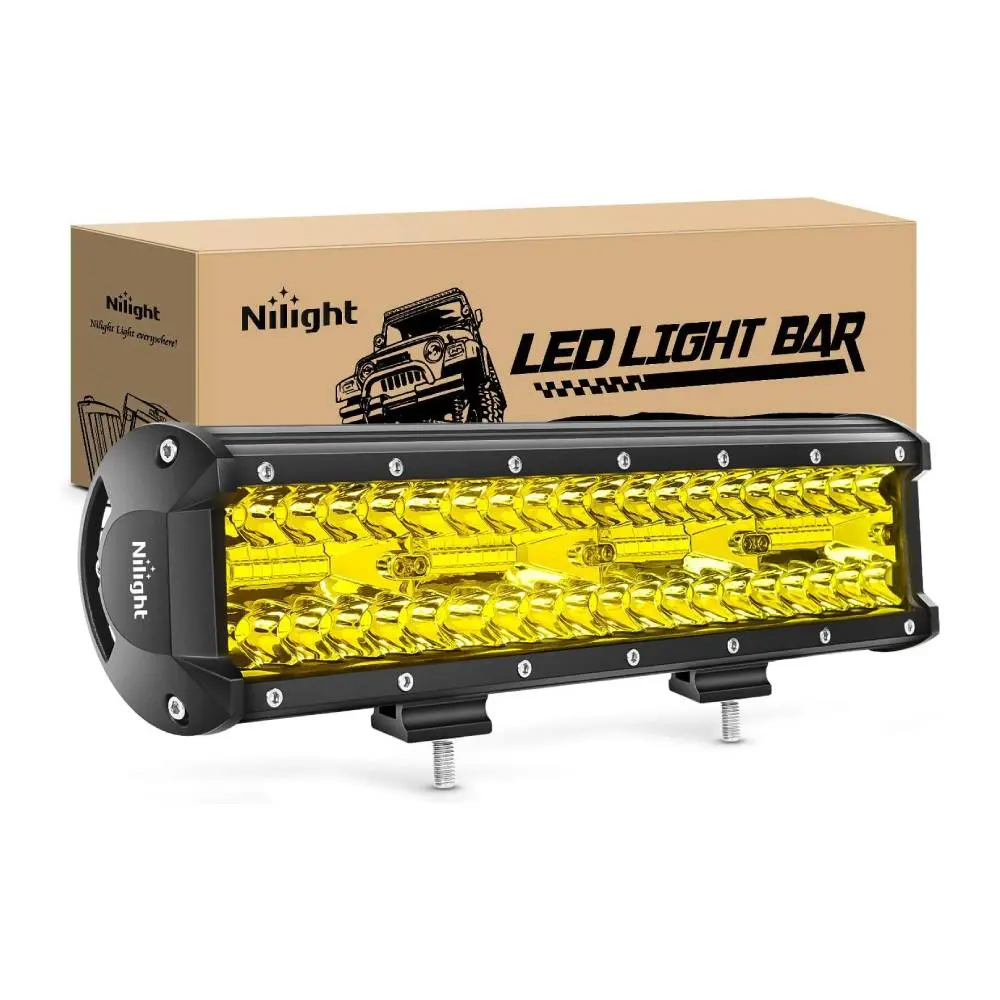 Nilight 12-Inch 240W Amber Triple Row Spot & Flood Combo LED Light Bar, 30000LM Off-Road Driving Lights, Truck Accessories for Trucks, Boats, Led Lights