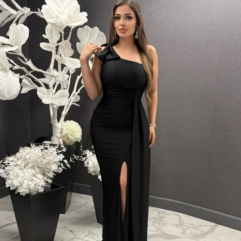 Isela one shoulder bow Maxi dress