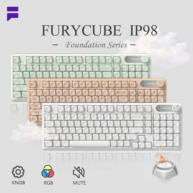 FURYCUBE IP98 Foundation Keyboard, 98 keys with knob Translucent