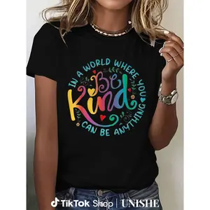 Choose Kindness Women's T-Shirt – Floral Quote Design, Casual Soft Cotton Top