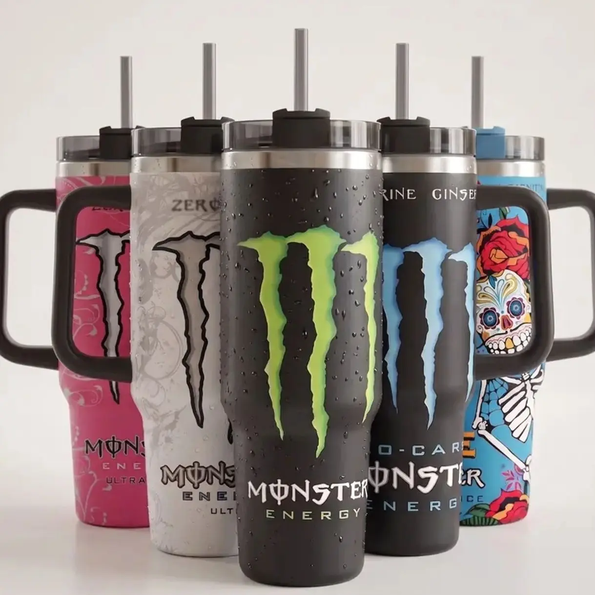 Energy Drink Flavors Inspired Tumbler Cup 40oz/30oz With Handle & Straw, Perfect For Gym Lovers & Gamers
