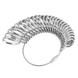 Ring Sizer Measuring Tool Stainless Steel Finger Rings Gauge 0-13 Sizing Measuring with Half Size 27 Pcs Tape Measure