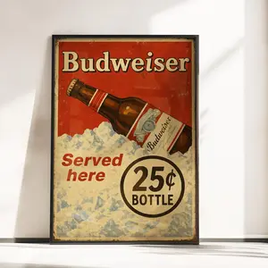 Vintage Budweiser Beer Poster - Retro Budweiser Advert Wall Art - Bar Decor - Retro Beer Poster - Vintage Beer Wall Art - Budweiser Poster