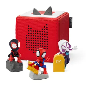 Red Toniebox 1 Audio Player Spidey Bundle with Spidey, Spin, and Ghost Spider | For Kids 3+