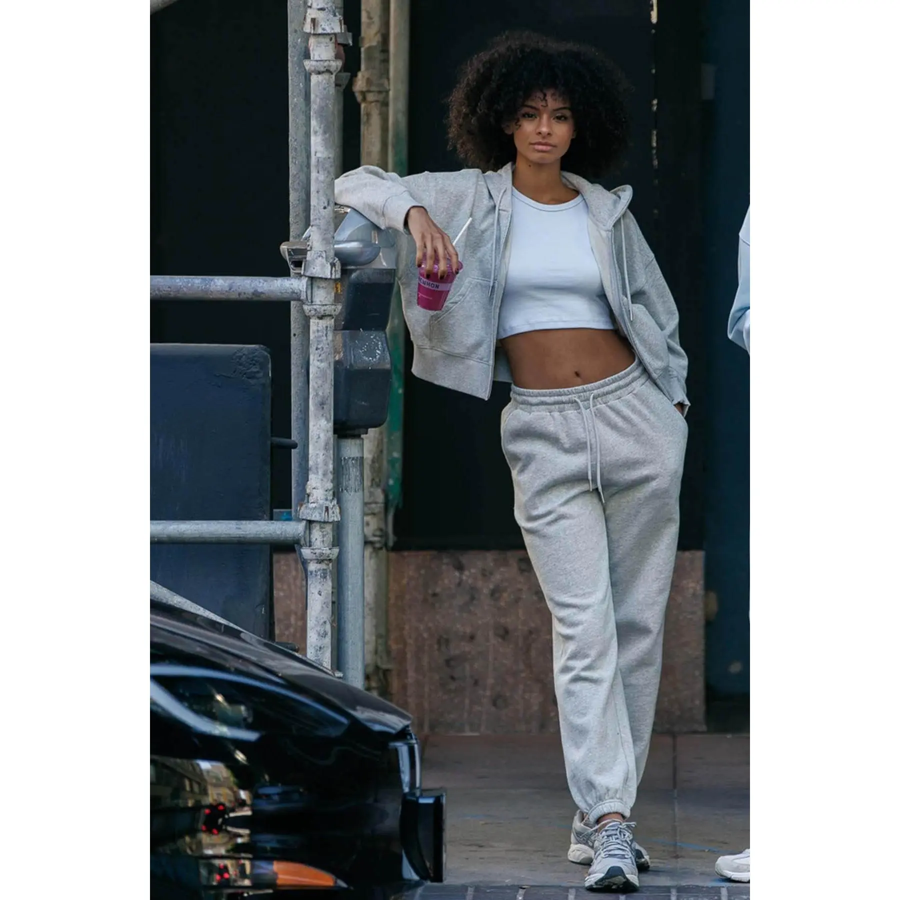 Cropped Zip Up Hoodie and Jogger Sweatpants Set